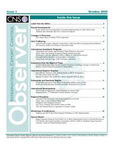 International Observer: Issue #1, October 2005