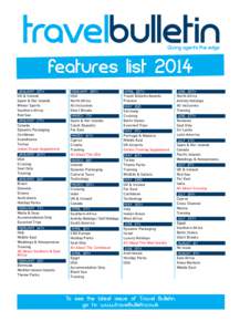 TB Editorial Schedule 2014_Layout[removed]:36 Page 1  features list 2014 JANUARY 10TH UK & Ireland Spain & Her Islands