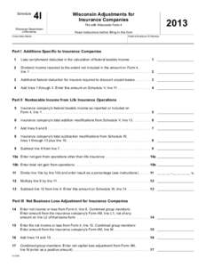 2013 IC-020C Schedule 4I Wisconsin Adjustments for Insurance Companies