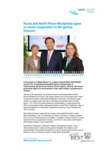 Korea and North Rhine-Westphalia agree on close cooperation in the games industry Copyright: Film- und Medienstiftung NRW