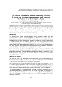 The Passive Treatment of Arsenic-containing Acid Mine Drainage and Using Manganese-coated Bone Char and Evaluation on its Neutralization Ability