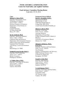 Food Advisory Committee Roster September 29-30, 2014