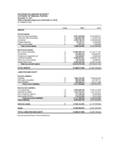 PHILIPPINE RECLAMATION AUTHORITY STATEMENT OF FINANCIAL POSITION December 31, 2011 (With comparative figures as of December 31, In Philippine Peso)