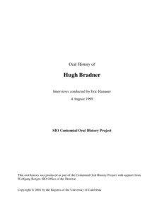Oral History of  Hugh Bradner