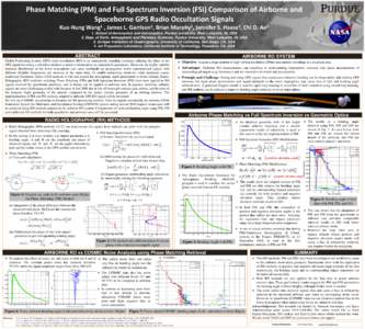 Phase Matching (PM) and Full Spectrum Inversion (FSI) Comparison of Airborne and Spaceborne GPS Radio Occultation Signals Kuo-Nung Wang1 , James L. Garrison1, Brian Murphy2, Jennifer S. Haase3, Chi O. Ao4 1. School of Ae