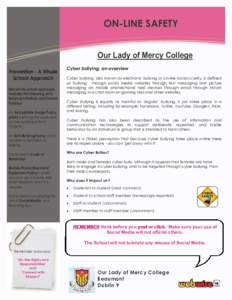 Information Technology Solutions  ON-LINE SAFETY Our Lady of Mercy College Prevention - A Whole