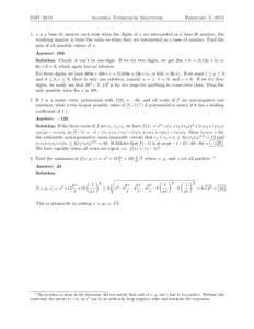 SMT[removed]Algebra Tiebreaker Solutions February 2, 2013