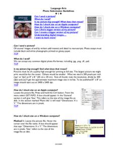 Language Arts Photo Submission Guidelines 1 Can I send a picture? What do I send? Is my picture big enough? What does that mean?