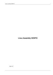 Linux Assembly HOWTO  i Linux Assembly HOWTO