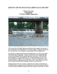 Dams / Canada–United States border / Lake Champlain / Missisquoi River / Fish ladder / Swanton / Vermont Route 78 / Elwha Dam / Geography of the United States / Vermont / Geography of New York