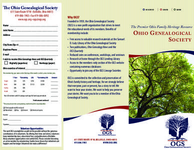 Ohio / Genealogical societies / Kinship and descent / Genealogy / Family history society