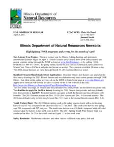 Illinois Department of  Natural Resources One Natural Resources Way ∙ Springfield, Illinois[removed]http://dnr.state.il.us