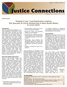 Informal Justice  “People’s Law” and Restorative Justice: The Success of Circle Sentencing in New South Wales by Suneeti Rekhari