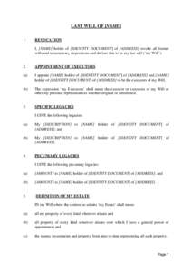 Equity / Legal professions / Legal terms / Power of appointment / Testator / Will / Trust law / Testamentary disposition / Executor / Law / Common law / Inheritance