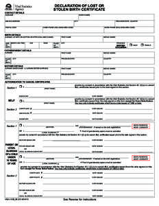 Declaration of Lost or Stolen Birth Certificate