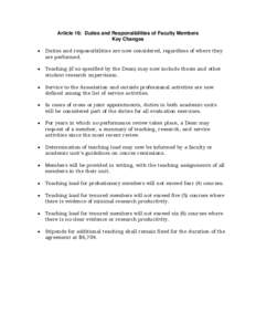 Article 16:  Duties and Responsibilities of Faculty Members