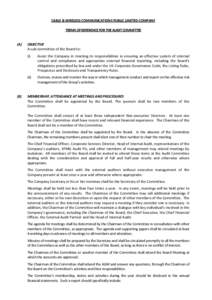 CABLE & WIRELESS COMMUNICATIONS PUBLIC LIMITED COMPANY TERMS OF REFERENCE FOR THE AUDIT COMMITTEE (A)  (B)