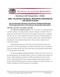 Comments on SEC Proposed Rule – [removed]XBRL VOLUNTARY FINANCIAL REPORTING PROGRAM ON THE EDGAR SYSTEM By the Information Systems and Artificial Intelligence/Emerging Technologies Sections of the American Accounting A