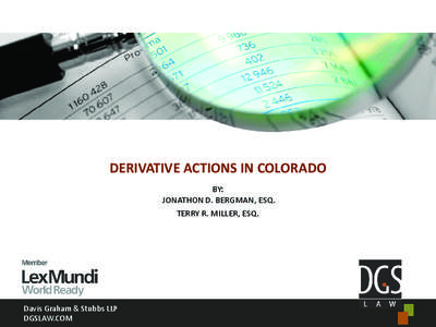 DERIVATIVE ACTIONS IN COLORADO