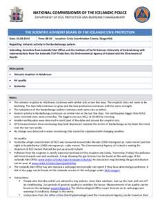 NATIONAL COMMISSIONER OF THE ICELANDIC POLICE DEPARTMENT OF CIVIL PROTECTION AND EMERGENCY MANAGEMENT THE SCIENTIFIC ADVISORY BOARD OF THE ICELANDIC CIVIL PROTECTION Date: [removed]