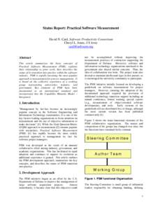 Status Report: Practical Software Measurement David N. Card, Software Productivity Consortium Cheryl L. Jones, US Army [removed]  Abstract