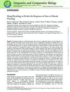 Integrative and Comparative Biology Integrative and Comparative Biology, volume 53, number 6, pp. 965–974 doi:[removed]icb/ict085 Society for Integrative and Comparative Biology