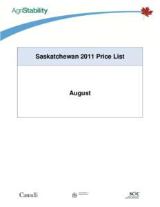 Saskatchewan 2011 Price List  August Saskatchewan