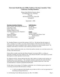 Microsoft Word - 9_7_06 Steering Comm Meeting Summary.doc