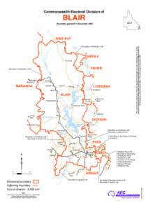 Commonwealth Electoral Division of  BLAIR QLD  Boundary gazetted 15 December 2009