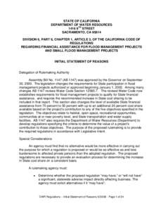 STATE OF CALIFORNIA DEPARTMENT OF WATER RESOURCES 1416 9TH STREET SACRAMENTO, CA[removed]DIVISION 6, PART 6, CHAPTER 1, ARTICLE 3, OF THE CALIFORNIA CODE OF REGULATIONS
