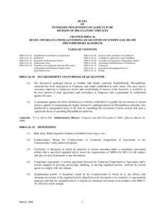 Rules and Regulations Governing Quarantine of Sudden Oak Death (Phytophthora ramorum)