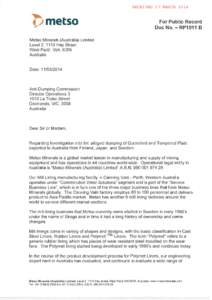 [removed]Letter from Metso - Public Record.pdf