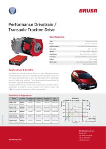 Performance Drivetrain / Transaxle Traction Drive Specifications Type:  Transaxle Drivetrain
