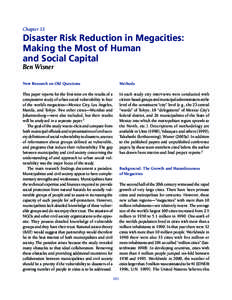 Chapter 13  Disaster Risk Reduction in Megacities: Making the Most of Human and Social Capital Ben Wisner