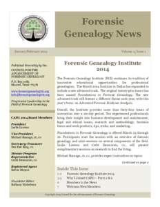 Forensic Genealogy News January/February 2014 Volume 4, Issue 1