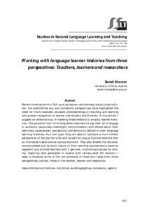 Studies in Second Language Learning and Teaching Department of English Studies, Faculty of Pedagogy and Fine Arts, Adam Mickiewicz University, Kalisz SSLLThttp://www.ssllt.amu.edu.pl  Working with languag