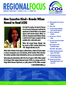 REGIONALFOCUS QUARTERLY PUBLICATION • VOLUME 35, NO. 2 • SPRING 2012 WorkingTogether FOR OUR COMMUNITY