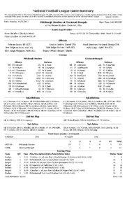 National Football League Game Summary NFL Copyright © 2011 by The National Football League. All rights reserved. This summary and play-by-play is for the express purpose of assisting media in their coverage of the game; any other use of this material is prohibited without the written permission of the National Football League.