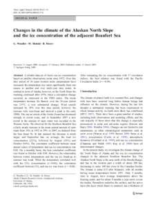 Theor Appl Climatol[removed]:67–74 DOI[removed]s00704[removed]ORIGINAL PAPER  Changes in the climate of the Alaskan North Slope