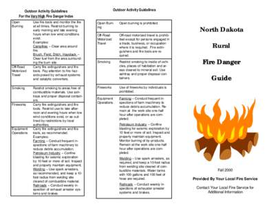 Outdoor Activity Guidelines  Outdoor Activity Guidelines For the Very High Fire Danger Index Open Burning