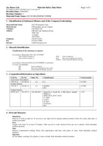 Jay House Ltd.  Material Safety Data Sheet Page 1 of 5