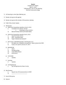 Agenda Southwest PET Region March 7, 2012 Following the 1:30 CST LEPC Meeting McCook Community College 1) Call meeting to order-Open Meeting Law