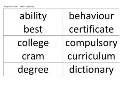 Progressive Skills 1 Theme 1 Speaking   ability   best  college  cram 