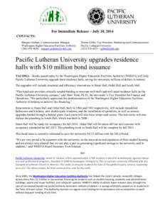 WHEFA | News Release: Pacific Lutheran University upgrades residence halls with $10 million bond issuance