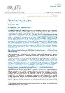 Factsheet – New technologies July 2014 This Factsheet does not bind the Court and is not exhaustive New technologies Electronic data