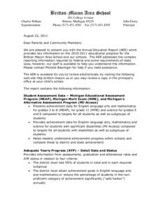 Education reform / Michigan Merit Exam / National Assessment of Educational Progress / No Child Left Behind Act / Kalkaska Middle School / Education / Standards-based education / Adequate Yearly Progress