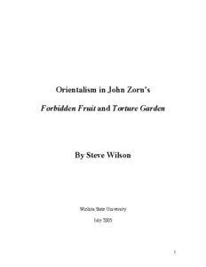 Orientalism in John Zorn’s Forbidden Fruit and Torture Garden