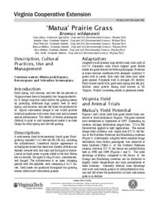 publication[removed]  ‘Matua’ Prairie Grass Bromus wildenowii  Ozzie Abaye, Extension Specialists, Crop and Soil Environmental Sciences, Virginia Tech