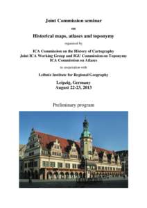 Joint Commission seminar on Historical maps, atlases and toponymy organised by