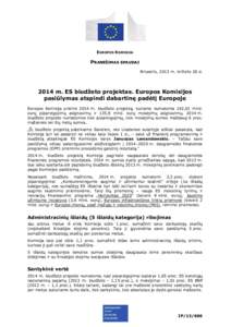 EUROPOS KOMISIJA  PRANEŠIMAS SPAUDAI Briuselis, 2013 m. birželio 26 d[removed]m. ES biudžeto projektas. Europos Komisijos